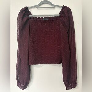 Laundry By Shelli Segal Deep Red Smocked Blouse